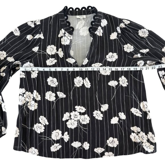Anthropologie The Odells Robin V-Neck Long Sleeve Blouse Small Black White - Picture 5 of 10